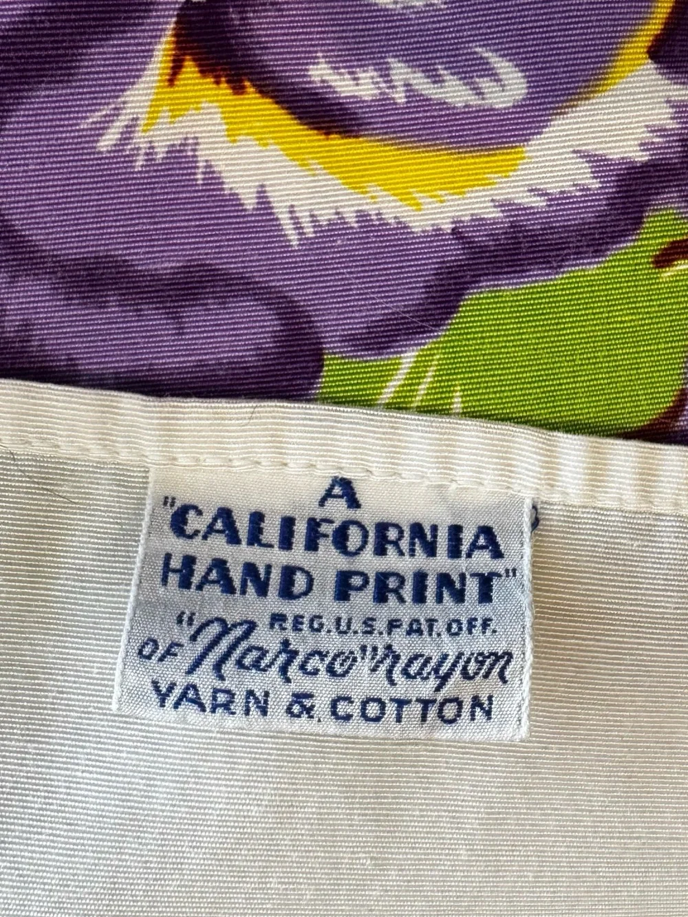 Vintage 1950s California Hand Print Tablecloth | Pansy Basket Pattern | Like New